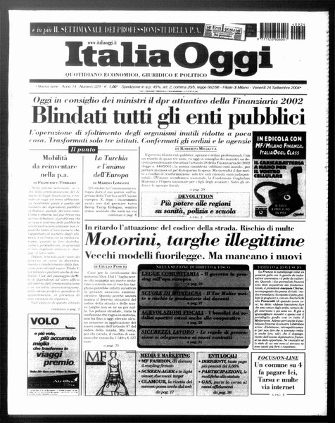 Italia oggi : quotidiano di economia finanza e politica